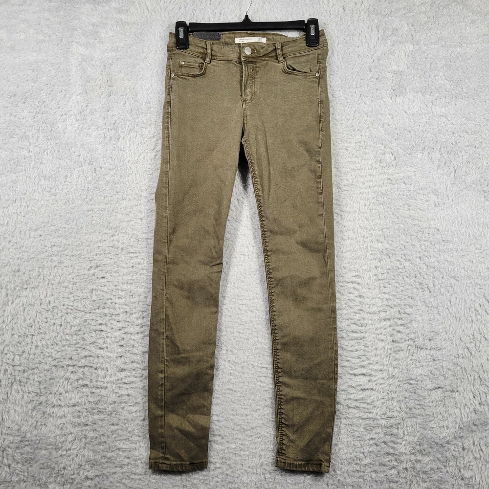 Zara Skinny Jeans Womens 4 Brown Mid Rise Stretch Denim Trafaluc Pants 26x26